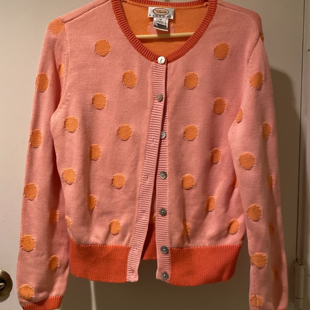 Talbots Women's Polka Dot Cardigan Sweater, PM